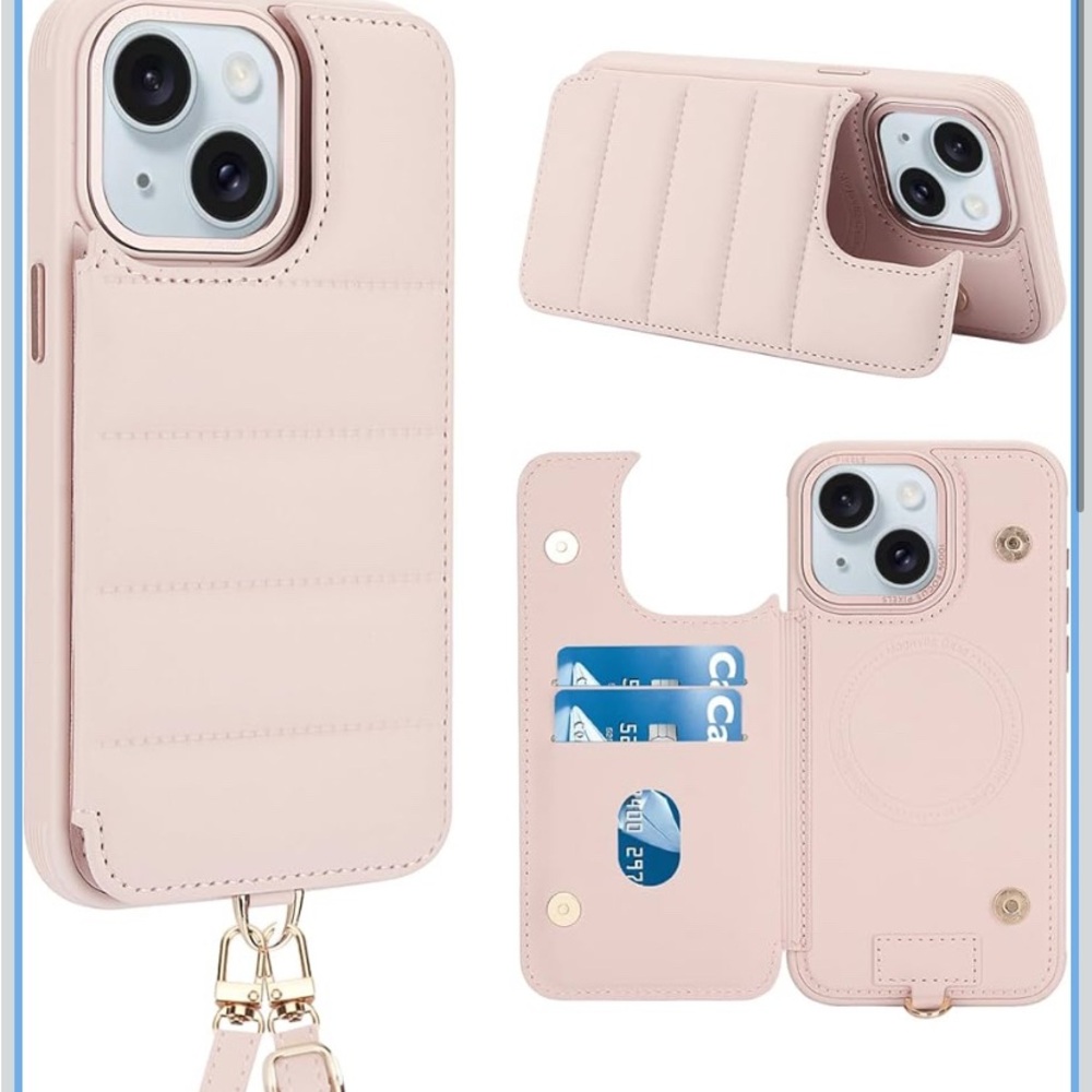 Crossbody Wallet Case for iPhone 13/iPhone 14 with Strap,RFID Blocking Leather